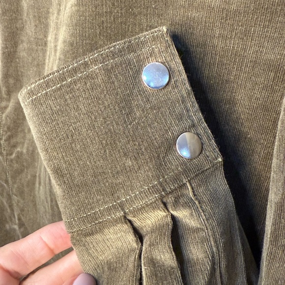 Maria Cher Dark Green Corduroy Button-Up Shirt - Large - Picture 4 of 7